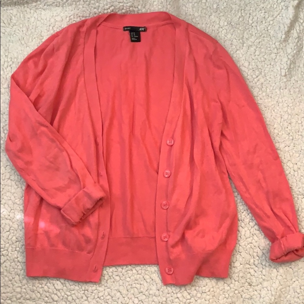 H&M coral cardigan with buttons, XS